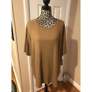 Nine West Women Soft Spun Elbow Sleeve T-shirt Olive 4X Rayon Spandex New G2